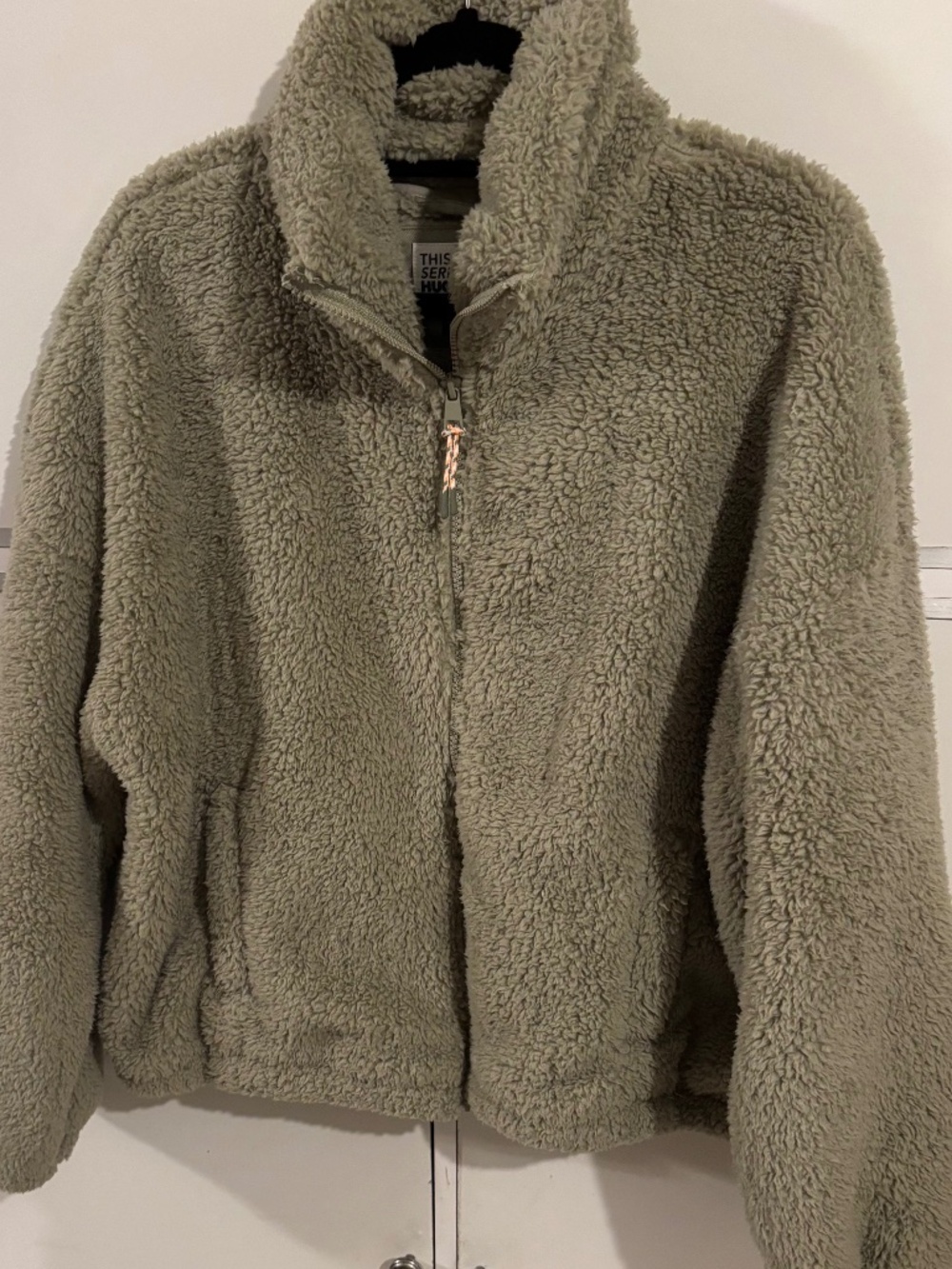 American Eagle This Feels Seriously Huggable Fleece Zip Up Jacket Green Sz Mediu